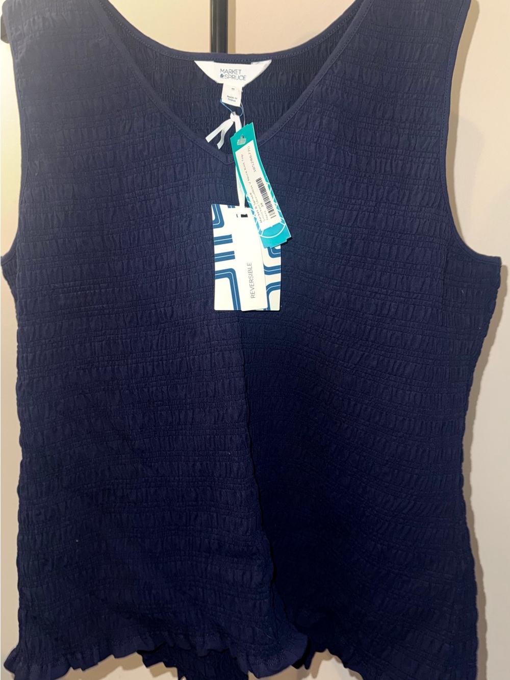 Market & Spruce Navy Textured Sleeveless Top (3X)
